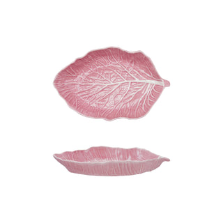 13.4" X 8.5" Stoneware Cabbage Shaped Platter, Pink