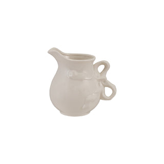 6-1/4"L x 5"W x 6"H 32 oz. Stoneware Pitcher W Bow Shaped Handle White