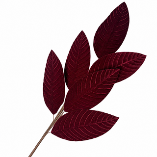 31" Burgundy Velvet Leaf Spray
