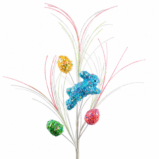 28" Rabbit and Eggs Spray Blue C07