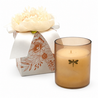 14OZ GRAPEFRUIT DRAGONFLY CANDLE IN FLOWER BOX