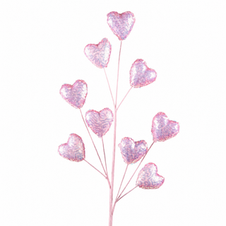 30" Sequin Fabric heart Stem PK