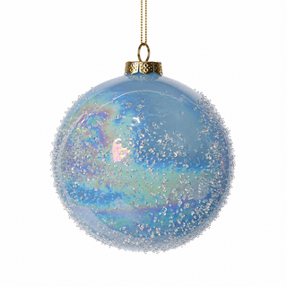 5" Glass Ball Iced Ornament -Lt. Blue