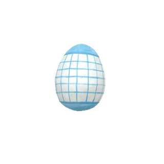 Plastic Large Egg White and Blue Plaid 3.5" x 2.5"