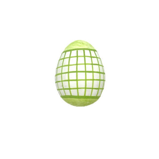 Plastic Large Egg White and Green Plaid 3.5" x 2.5"