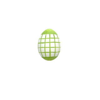 Plastic Small Egg White and Green Plaid 2.5" x 1.5"