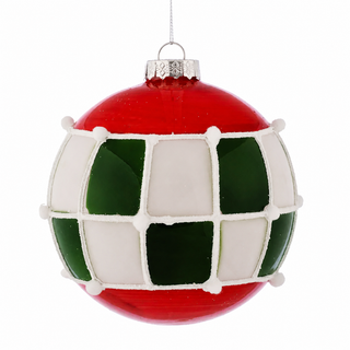 D 5" GLASS BALL GREEN Check ORN