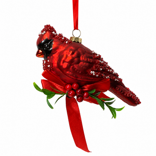 4" Glass Red Bird Ornament