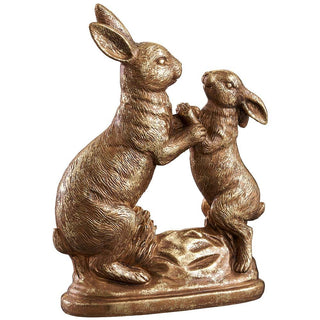 10.5" HOLDING HANDS BUNNIES GOLD