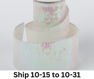 4" X 5 YDS IRIDESCENT WHITE SEQUINED DUPION BACKED RIBBON