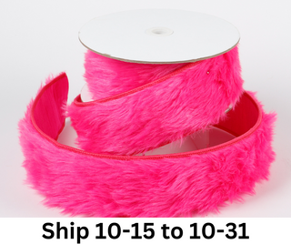 2.5" X 5 YDS PINK FURRY DUPION BACKED RIBBON