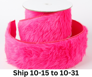 4" X 5 YDS PINK FURRY DUPION BACKED RIBBON