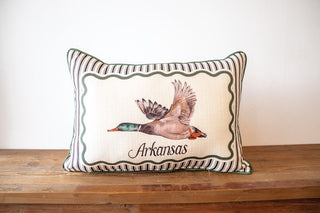 Ticking Mallard Pillow - ARKANSAS - WREATH Piping