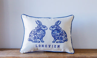 Chinoiserie Rabbit Hometown Pillow