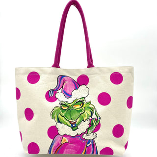 PRINTED PINK "GREEN MONSTER" TOTEBAG 22" x 14"