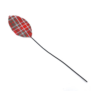 Metal Plaid Red Leaf Pick 33" x 7"