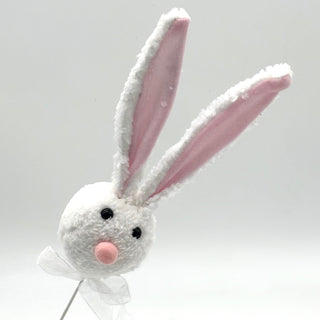 18" EASTER BUNNY HEAD PICK W/RIBNPINK WHT