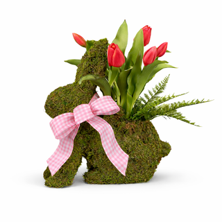 16" MOSS RABBIT REAL TOUCH TULIP FLORAL DESIGN