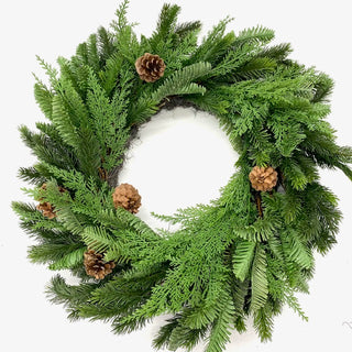 27" WREATH WITH ABIES NOBILIS & PINECONE