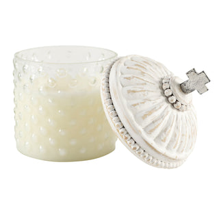 $17.50 min 6 - FAITH HOBNAIL CANDLE WITH WHITEWASHED CROSS LID (7960662442204)