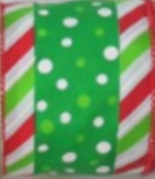 2.5" X 10Y RED/GREEN  STRIPE WITH WHITE DOT RIBBON