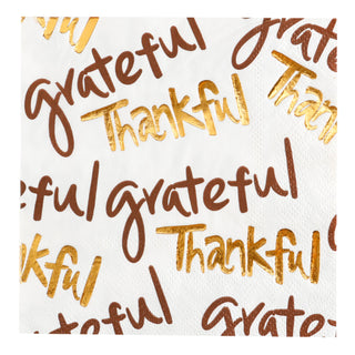 Grateful/Thankful Beverage Napkin..20 Pieces Per Pkg