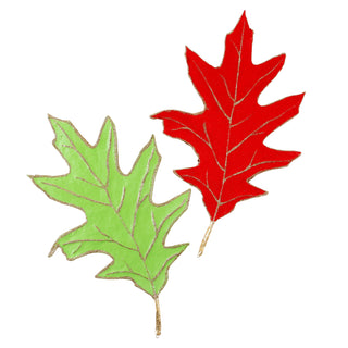 15" Set Of 2 Leaves - Red And Green
