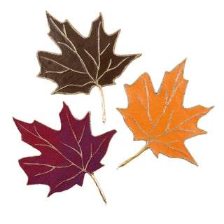 9" Set Of 3 Leaves-Orange, Brown And Burgundy