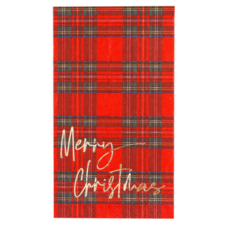 Red Plaid Merry Christmas Guest Towel..16 Pieces Per Pkg
