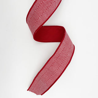 Red and White Ribbon, Fused Back 2.5" X 10 Yards