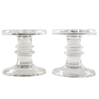 SET OF 2 MEDIUM CLEAR GLASS CANDLE HOLDERS (8006081380572)