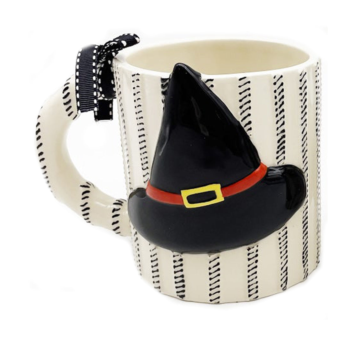 Witch Hat Black/White Ticking Halloween Mug