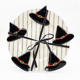 Black/White Ticking Witch Hat Plate
