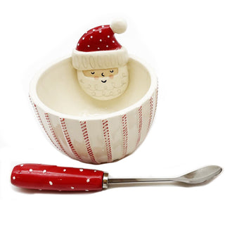 Red/White Ticking Santa Bowls with Spoon