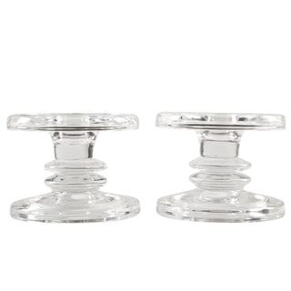 SET OF 2 SMALL CLEAR GLASS CANDLE HOLDERS (8006080954588)