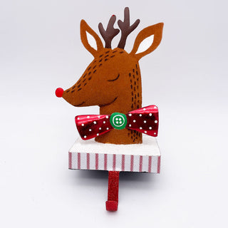Folk Art Reindeer Stocking Holder..