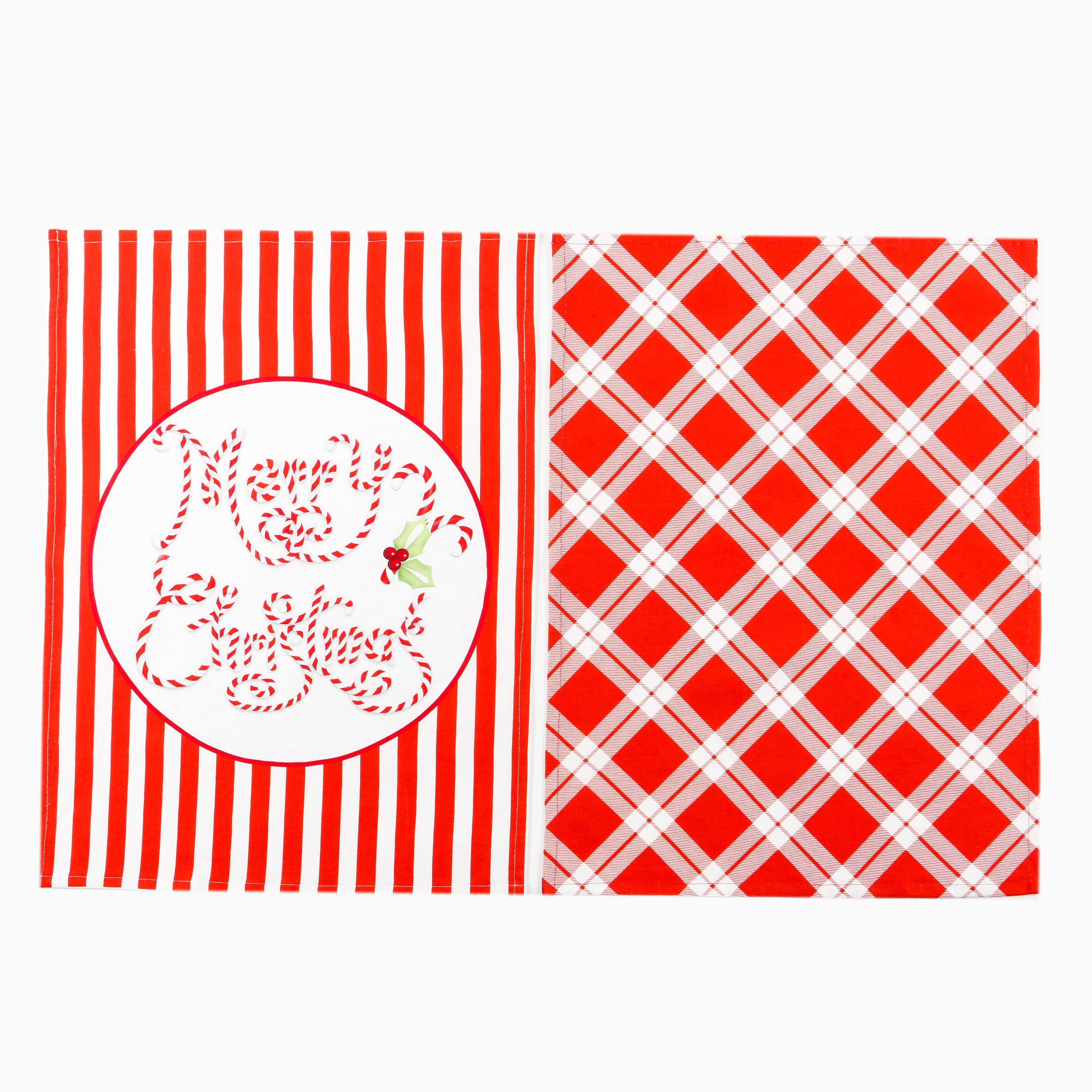 Naughty and Nice Plaid Kitchen Towels, Set of 2
