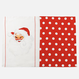1 Set Of 2 - Santa With  Red Polka Dot Kitchen Towel